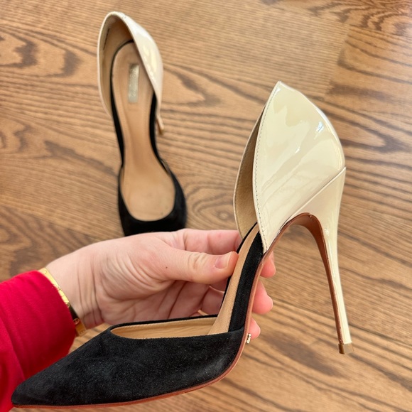 Schultz black and cream suede and patent leather heels size 7 - Picture 5 of 11